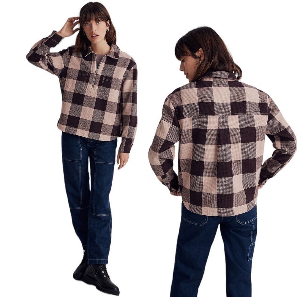 NEW Madewell Waffle Half-Zip Popover‎ Shirt Size Small